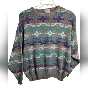 M483)Vintage Pronto Uomo Multicolor Biggie Cosby Pullover Knit Sweater Small
